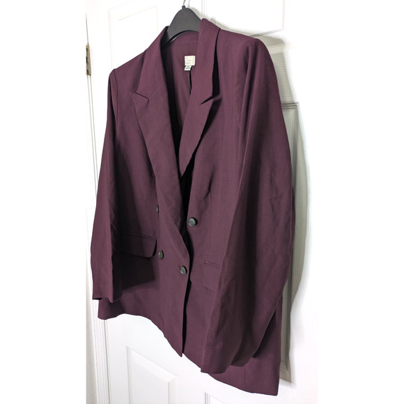 Womens Double Breasted Blazer XXL Maroon Lined Suit Jacket - Picture 2 of 10